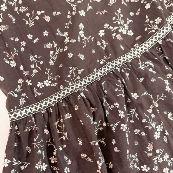 Cleo + Wolf Maxi Dress Womens 2XL XXL Tiered Brown Floral Smocked Cottagecore - Picture 10 of 13